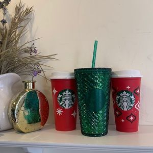 3 Starbucks Christmas 2021 grande tumbler